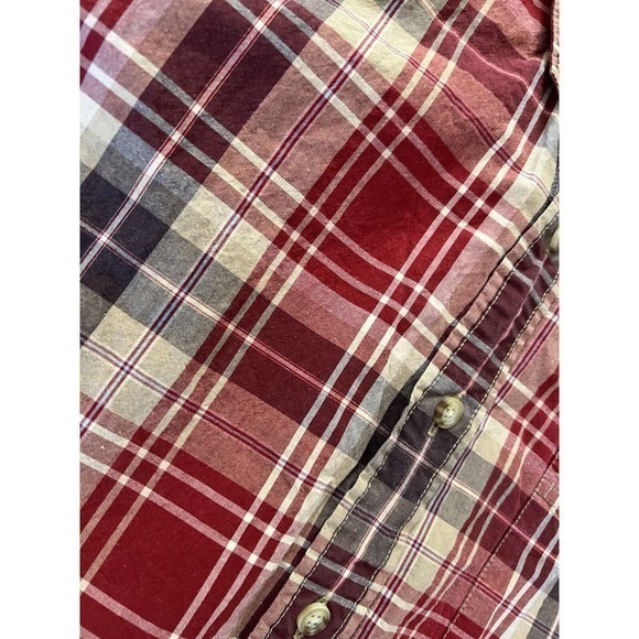 Eddie Bauer Men's Button Down Shirt Size XXL SS Red, Brown plaid EUC - Picture 5 of 8